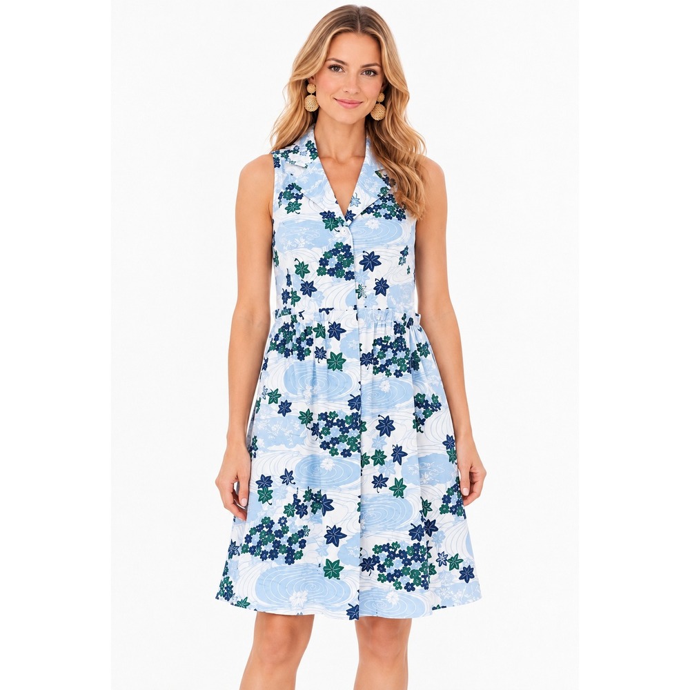 Tuckernuck Provence Breeze Floral Royal Shirt Mini Dress (MSRP: $168) Large